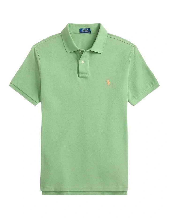 The Iconic Custom Slim Fit Mesh Polo in Green image 4