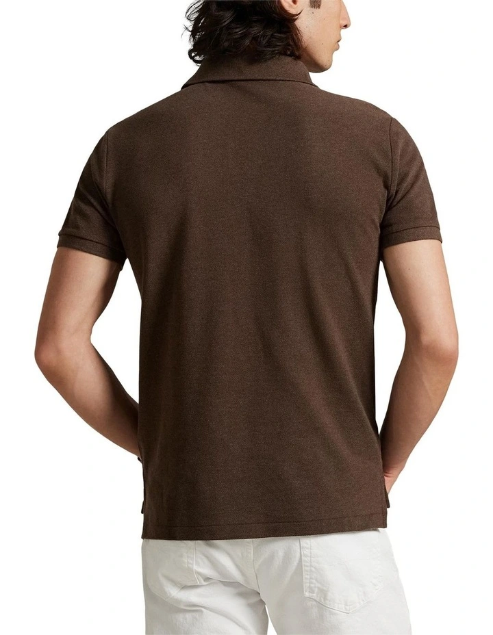 The Iconic Custom Slim Fit Mesh Polo in Brown image 2