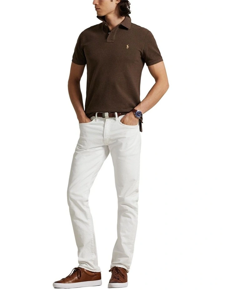 The Iconic Custom Slim Fit Mesh Polo in Brown image 3