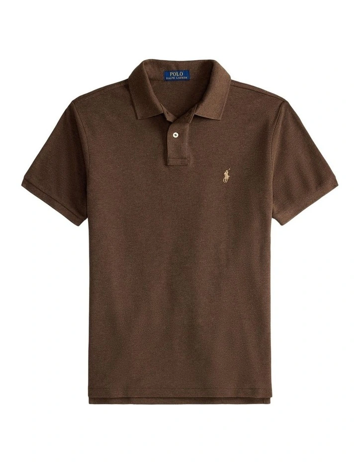 The Iconic Custom Slim Fit Mesh Polo in Brown image 4
