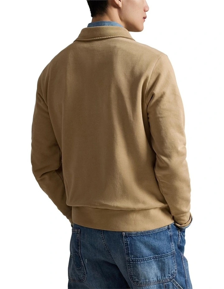 Loopback Fleece Quarter-Zip Sweatshirt in Beige image 2