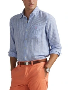 Classic Fit Striped Linen Shirt