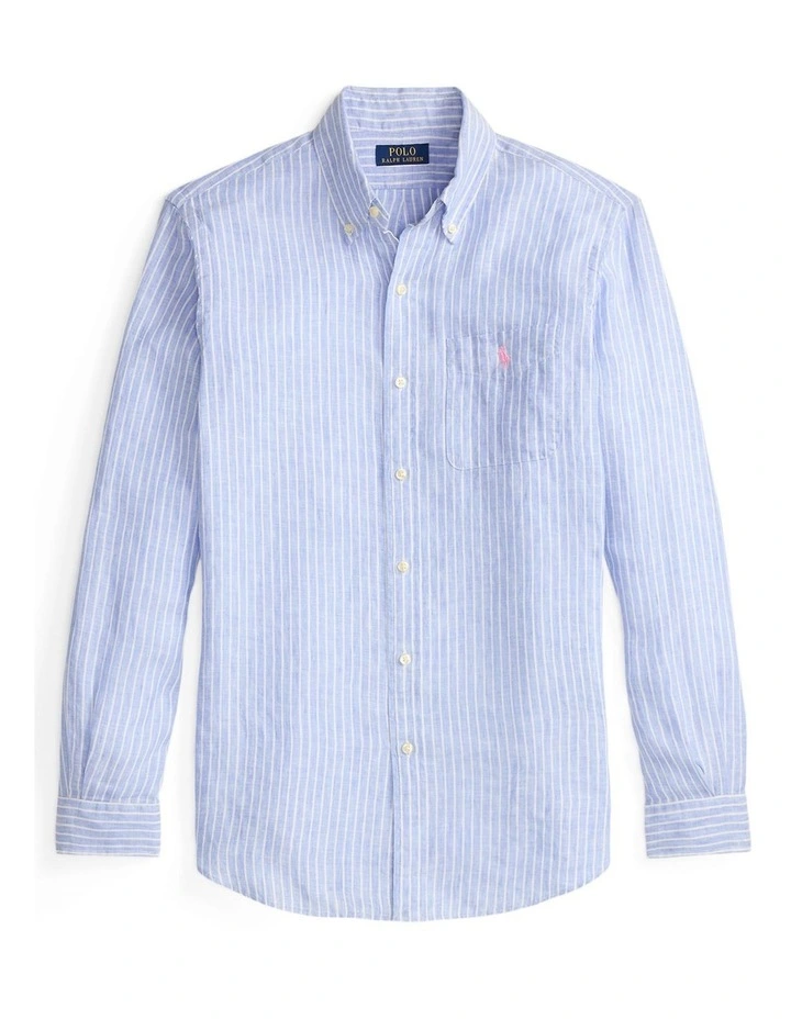 Classic Fit Striped Linen Shirt image 4
