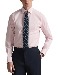 Classic Fit Striped Poplin Shirt in Pink