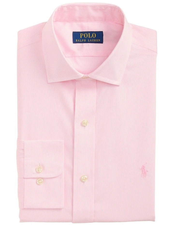 Classic Fit Striped Poplin Shirt in Pink image 4