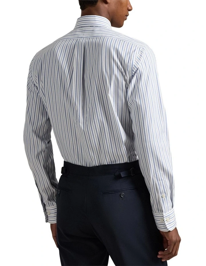 Custom Fit Striped Pinpoint Oxford Shirt in White image 2