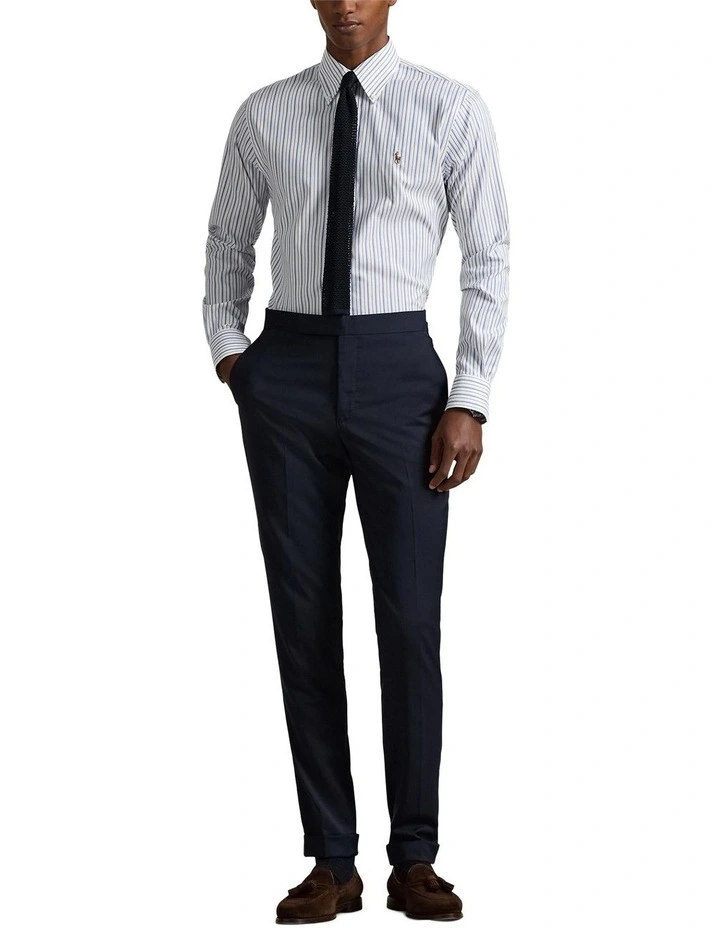 Custom Fit Striped Pinpoint Oxford Shirt in White image 3