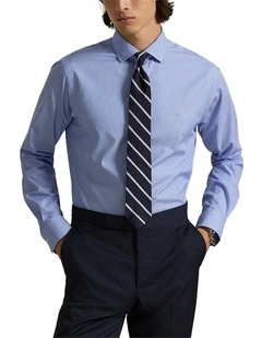 Custom Fit Striped Poplin Shirt in Blue