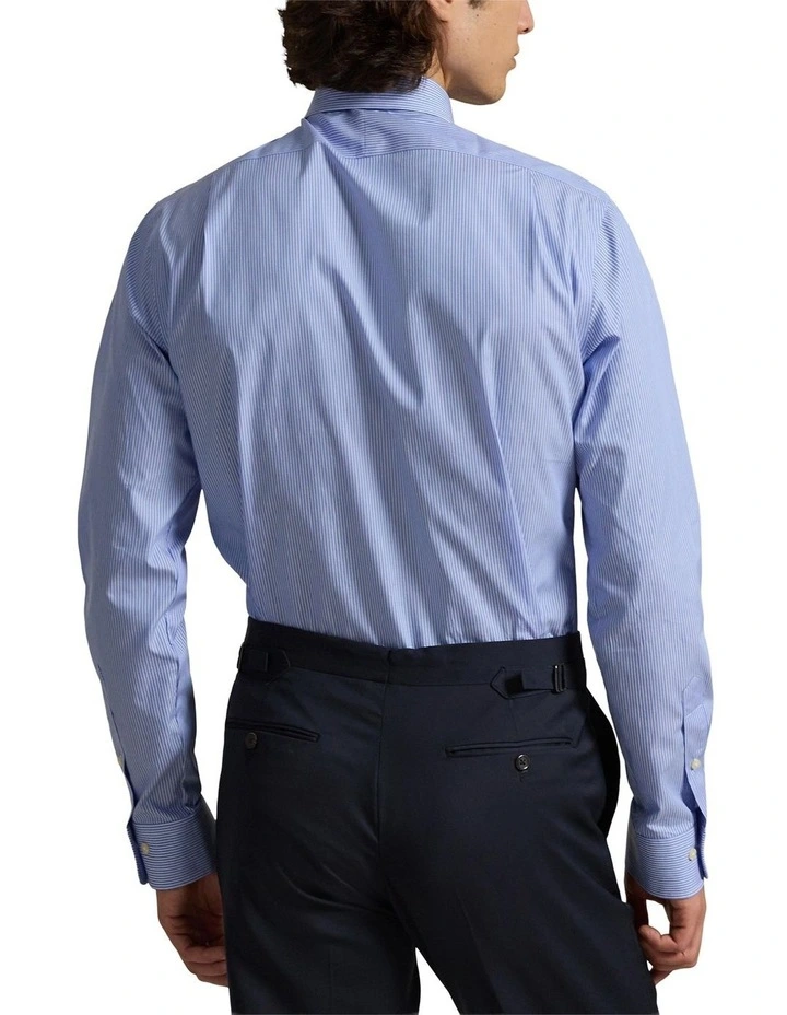 Custom Fit Striped Poplin Shirt in Blue image 2