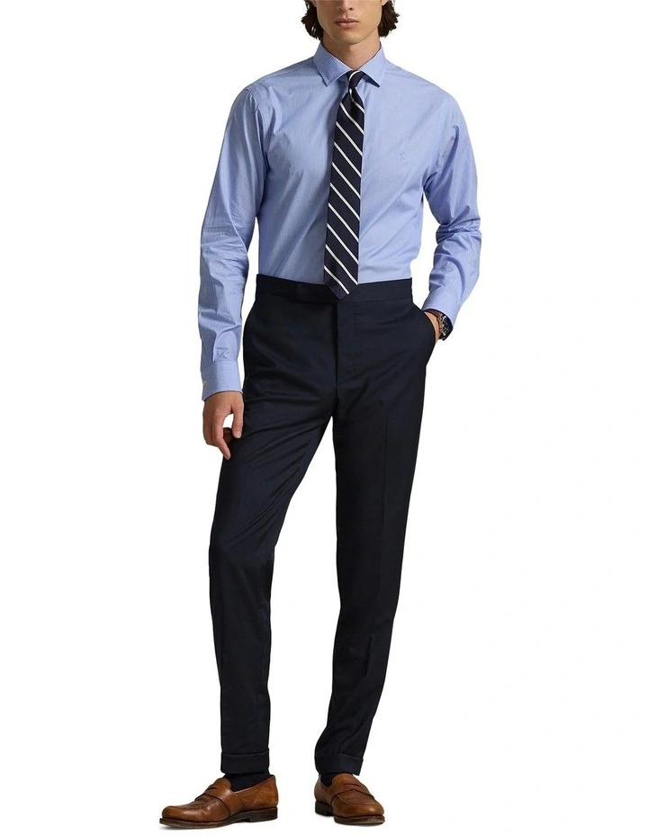 Custom Fit Striped Poplin Shirt in Blue image 3