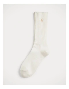 Ribbed Cotton-Blend Crew Socks
