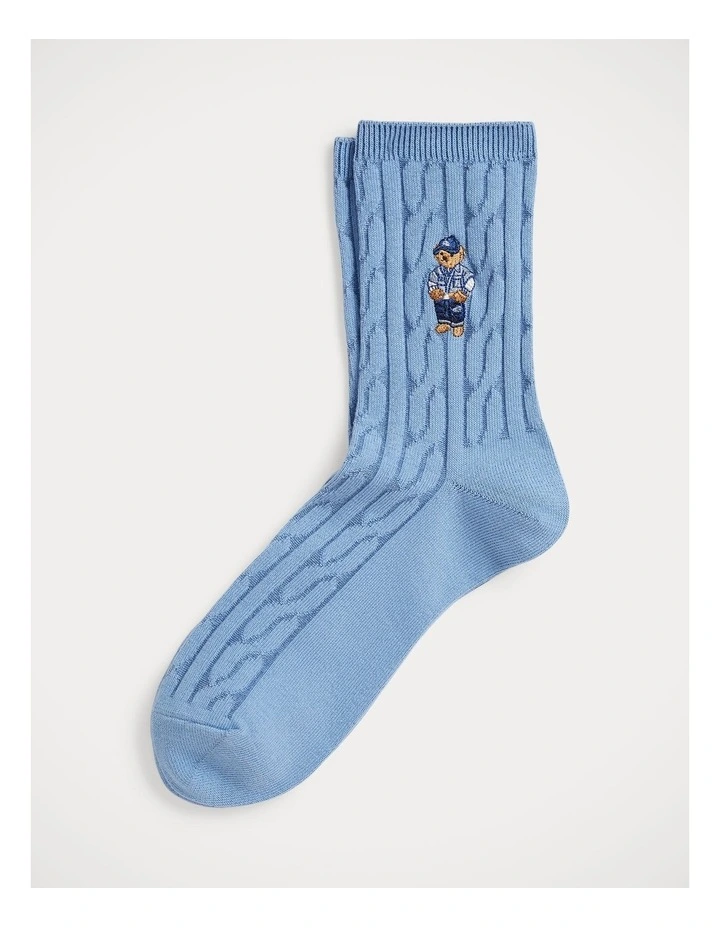 Polo Bear Cable-Knit Half-Crew Socks image 1