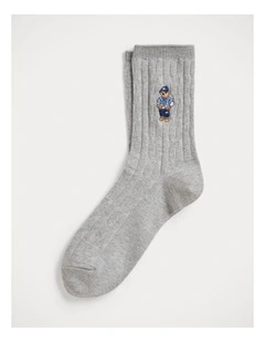 Polo Bear Cable-Knit Half-Crew Socks