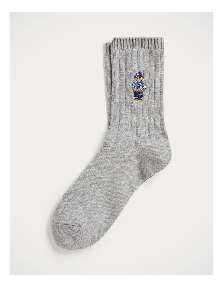 Polo Bear Cable-Knit Half-Crew Socks image 1