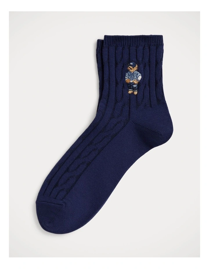 Polo Bear Cable-Knit Half-Crew Socks image 1