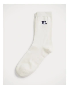 Cotton-Blend Letter Half-Crew Socks