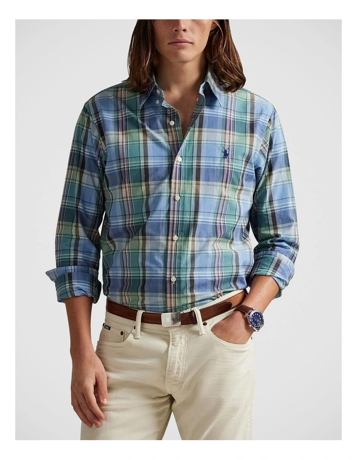 Classic Fit Plaid Poplin Shirt image 1