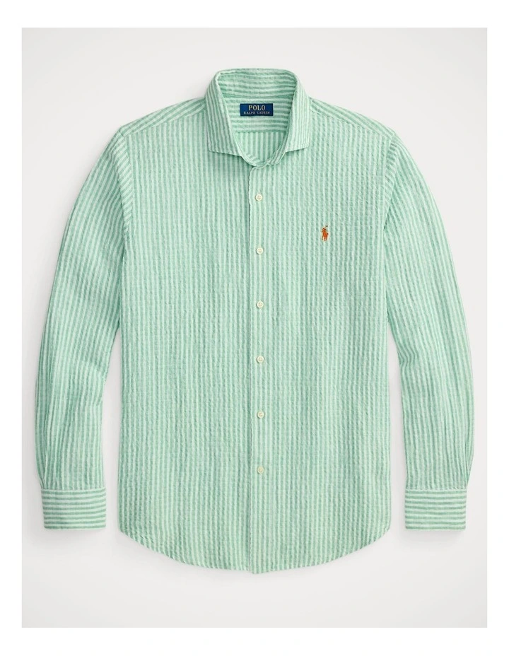 Classic Fit Striped Seersucker Shirt image 4