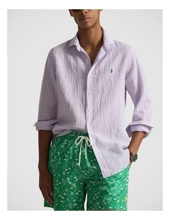 Classic Fit Striped Seersucker Shirt