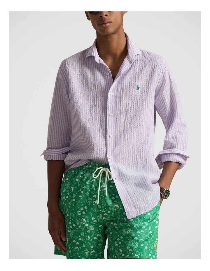 Classic Fit Striped Seersucker Shirt image 1