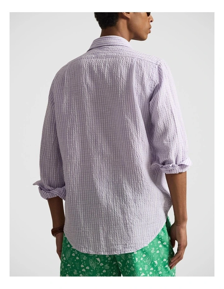 Classic Fit Striped Seersucker Shirt image 2