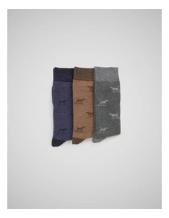 Dogs-A-Plenty Three Pack Socks in Washed Mu