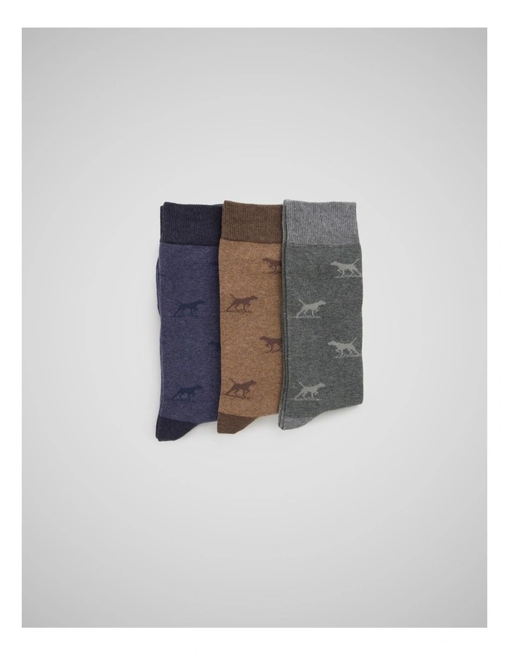 Dogs-A-Plenty Three Pack Socks in Washed Mu image 1