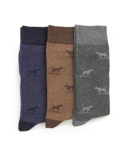 Dogs-A-Plenty Three Pack Socks in Washed Mu