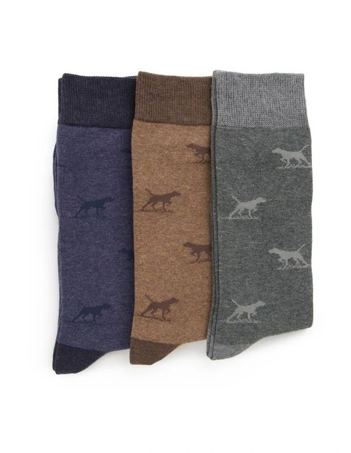 Dogs-A-Plenty Three Pack Socks in Washed Mu image 1