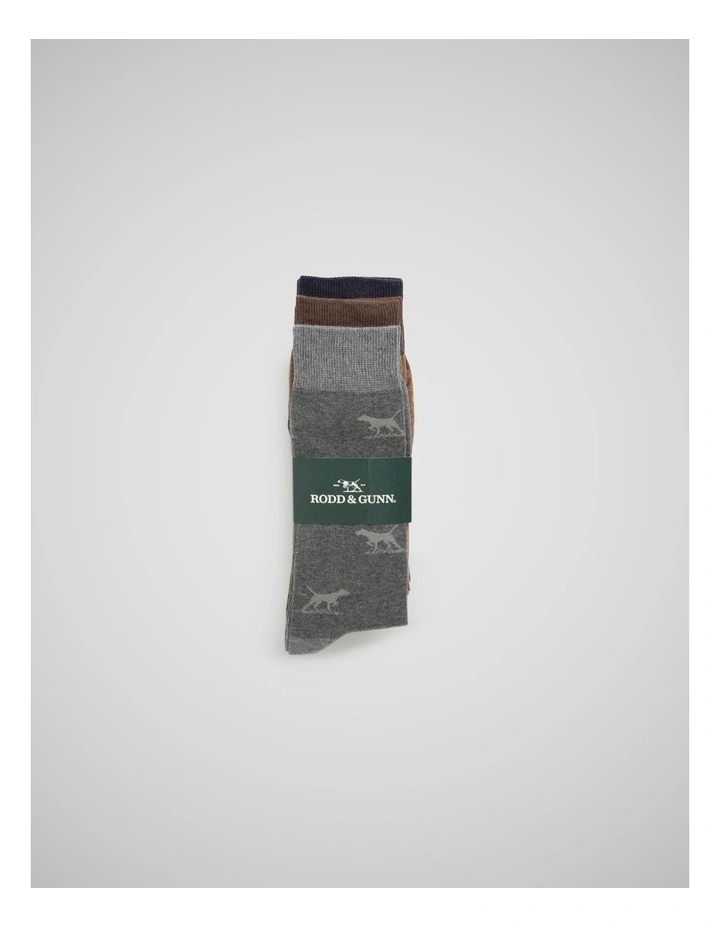 Dogs-A-Plenty Three Pack Socks in Washed Mu image 2