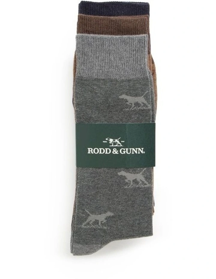 Dogs-A-Plenty Three Pack Socks in Washed Mu image 2