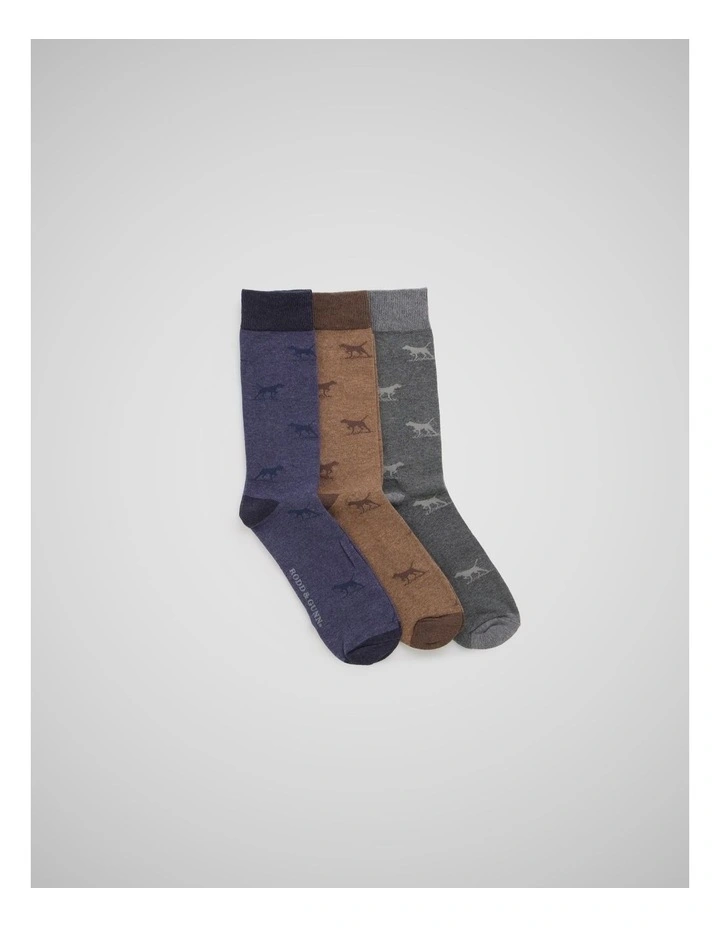 Dogs-A-Plenty Three Pack Socks in Washed Mu image 3
