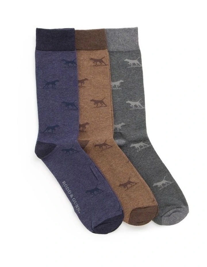 Dogs-A-Plenty Three Pack Socks in Washed Mu image 3