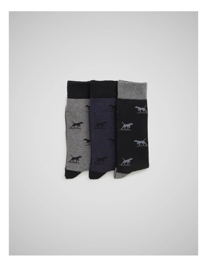 Dogs-A-Plenty Socks 3 Pack in Work Mult image 1