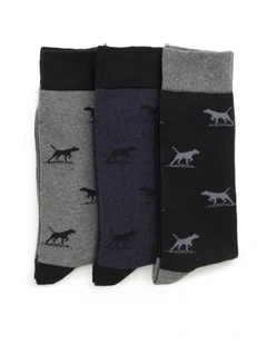 Dogs-A-Plenty Socks 3 Pack in Work Mult
