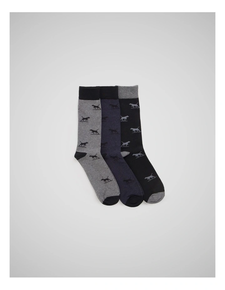 Dogs-A-Plenty Socks 3 Pack in Work Mult image 3