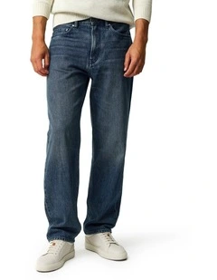 Dunearn Regular Leg Loose Fit Jeans in Washed Indigo