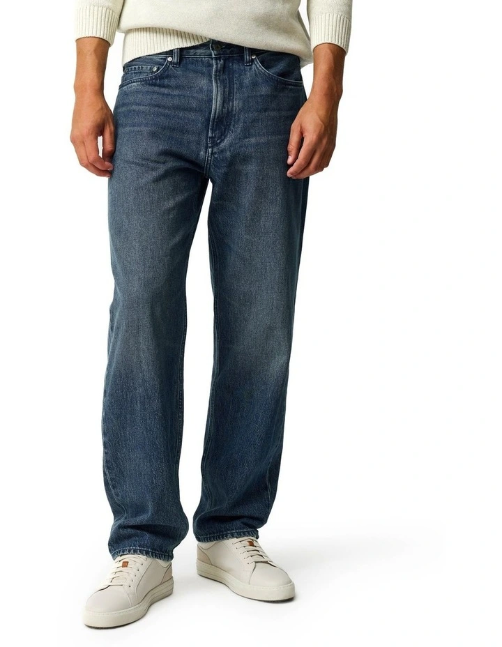 Dunearn Regular Leg Loose Fit Jeans in Washed Indigo image 1