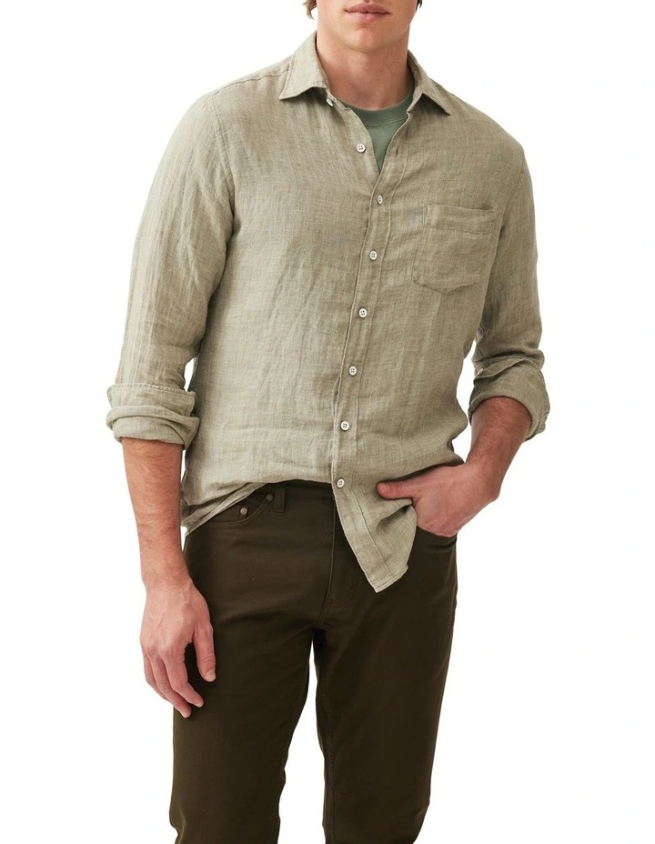 Coromandel Long Sleeve Sports Fit Shirt in Sage Grey image 1