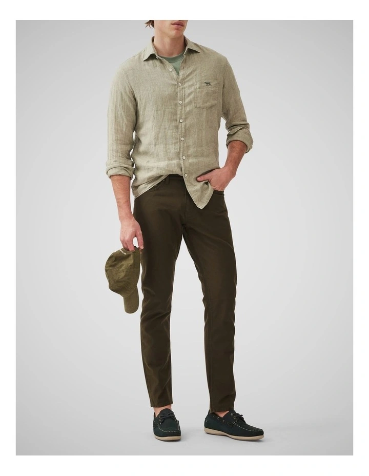 Coromandel Long Sleeve Sports Fit Shirt in Sage Grey image 2