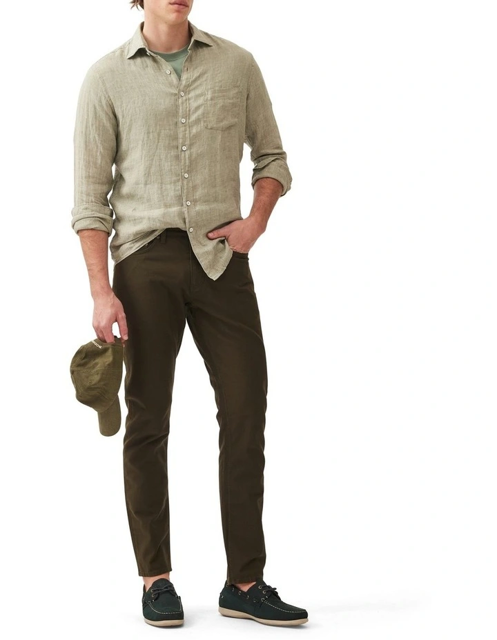 Coromandel Long Sleeve Sports Fit Shirt in Sage Grey image 2