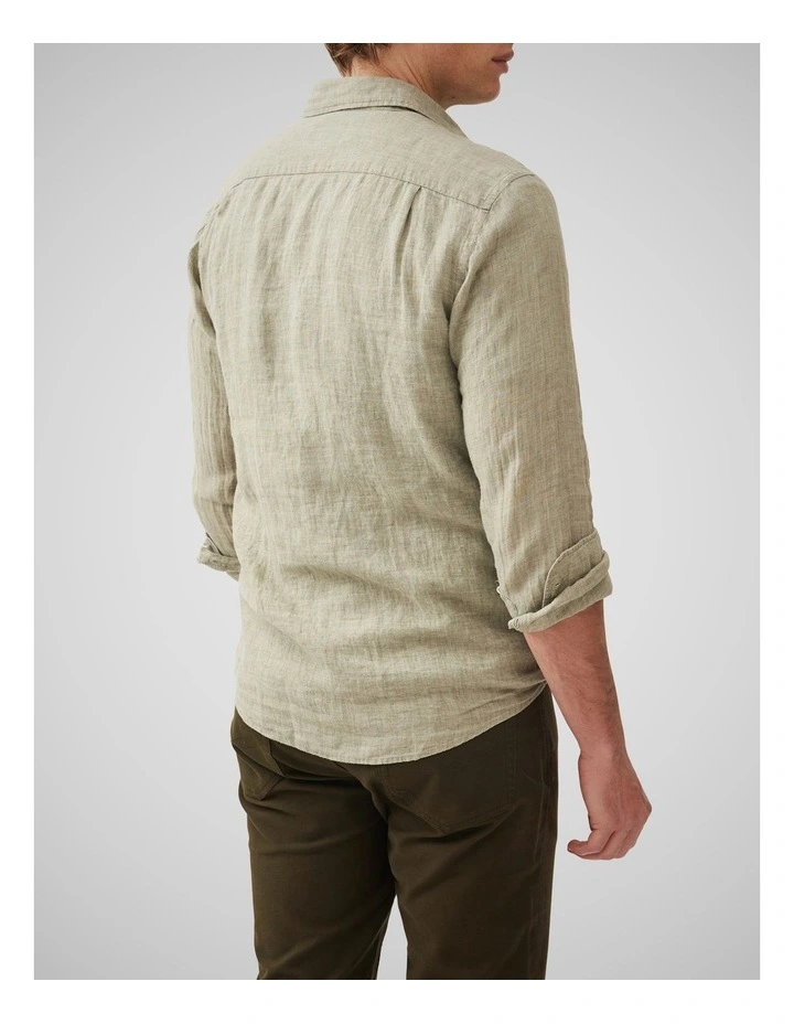 Coromandel Long Sleeve Sports Fit Shirt in Sage Grey image 3