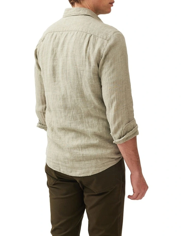 Coromandel Long Sleeve Sports Fit Shirt in Sage Grey image 3