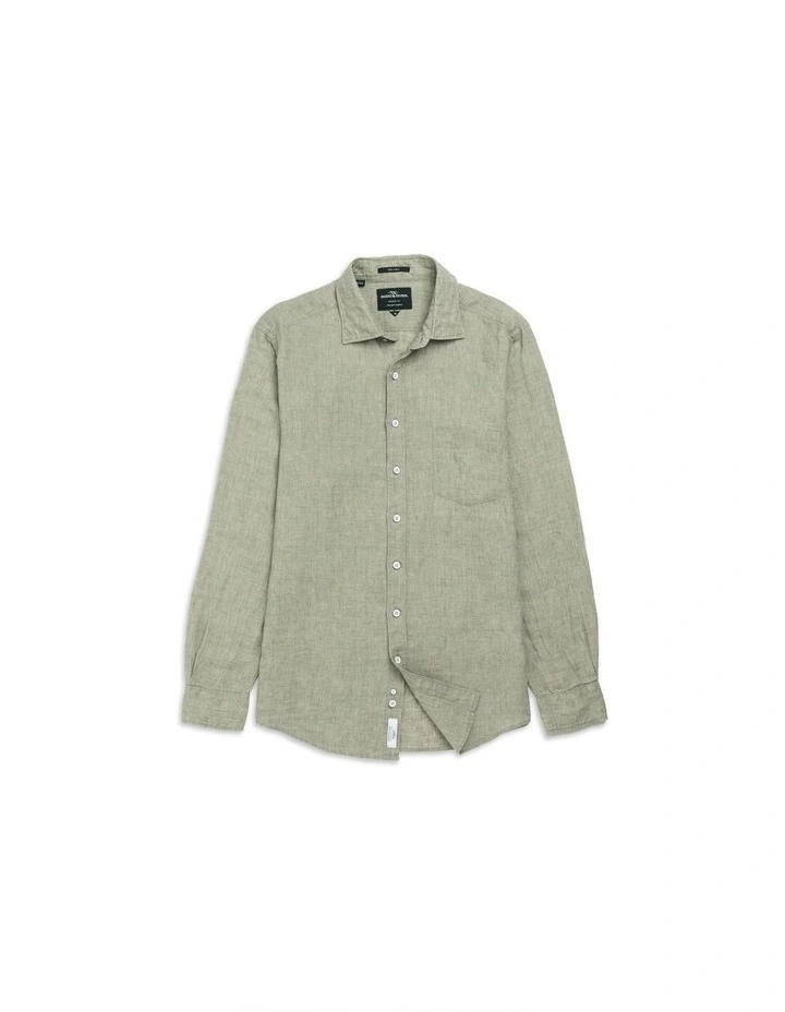 Coromandel Long Sleeve Sports Fit Shirt in Sage Grey image 4