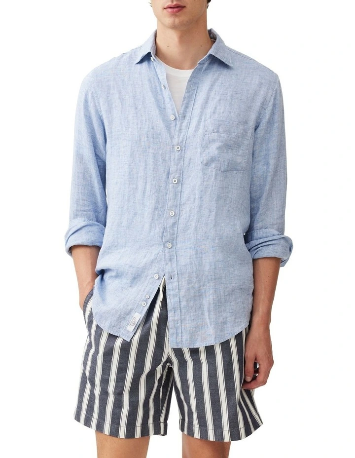 Coromandel Long Sleeve Sports Fit Shirt in Denim image 1