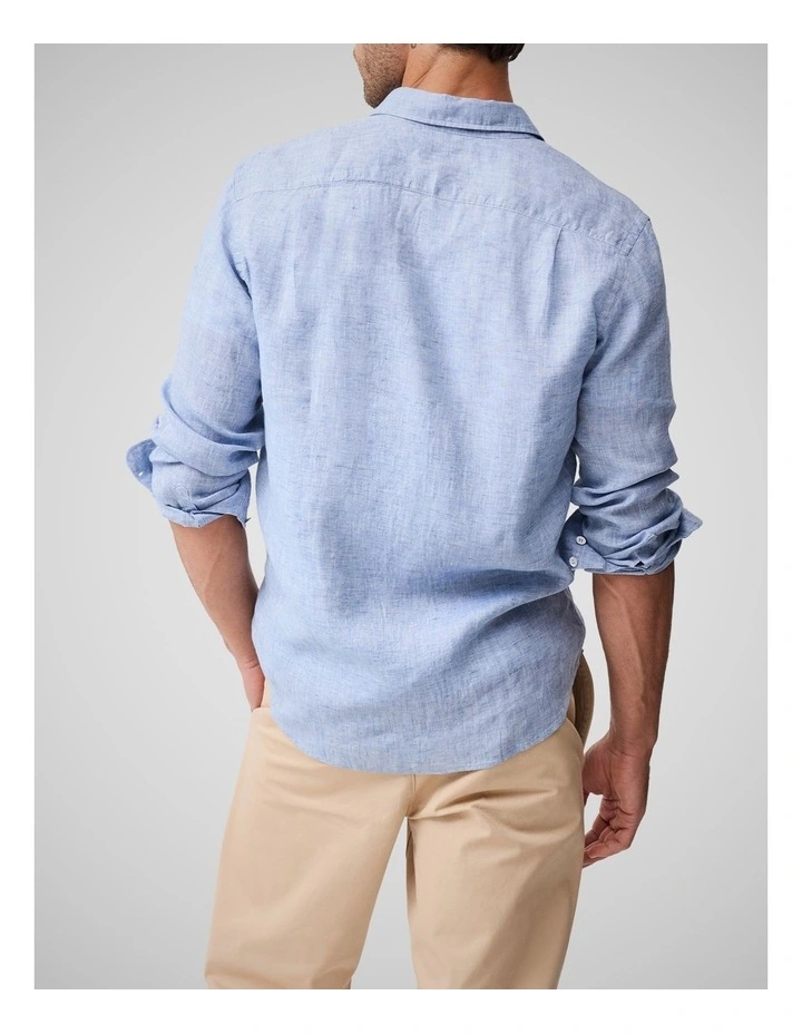 Coromandel Long Sleeve Sports Fit Shirt in Denim image 3