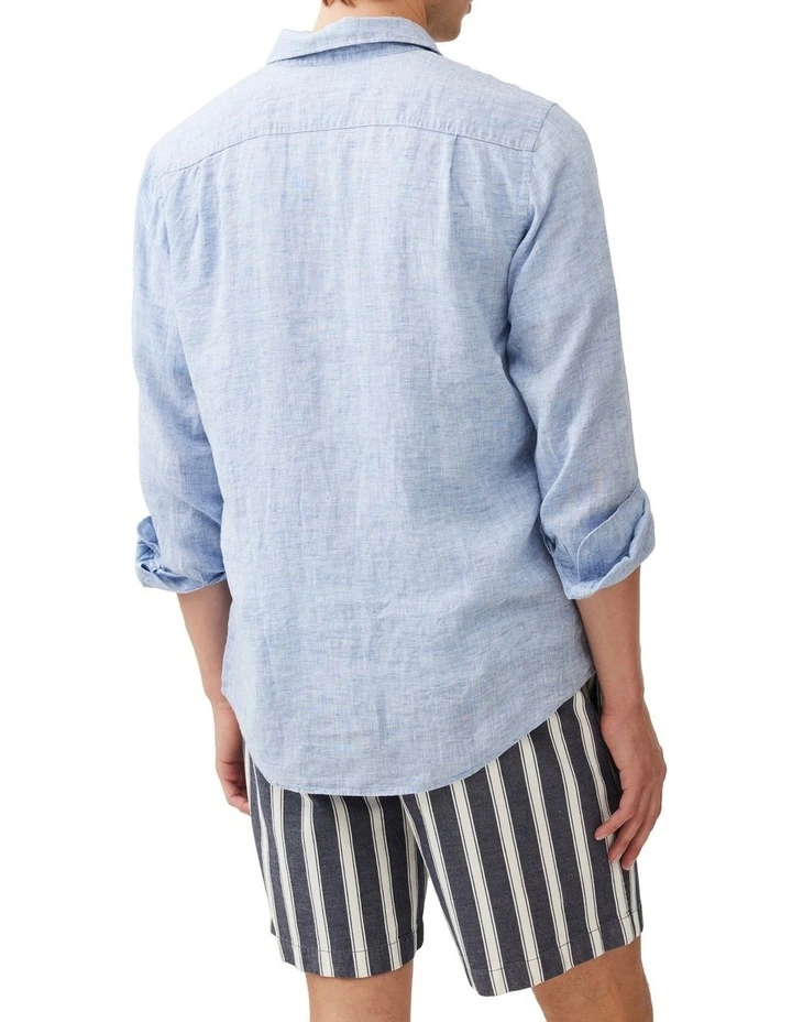 Coromandel Long Sleeve Sports Fit Shirt in Denim image 3