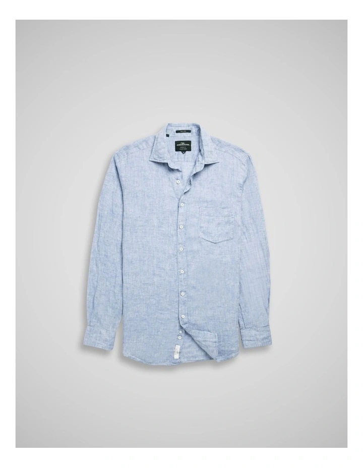 Coromandel Long Sleeve Sports Fit Shirt in Denim image 4