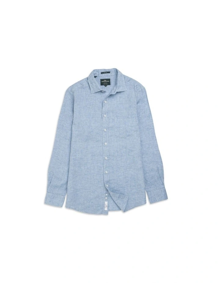 Coromandel Long Sleeve Sports Fit Shirt in Denim image 4