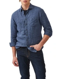 Coromandel Long Sleeve Sports Fit Shirt in Marine